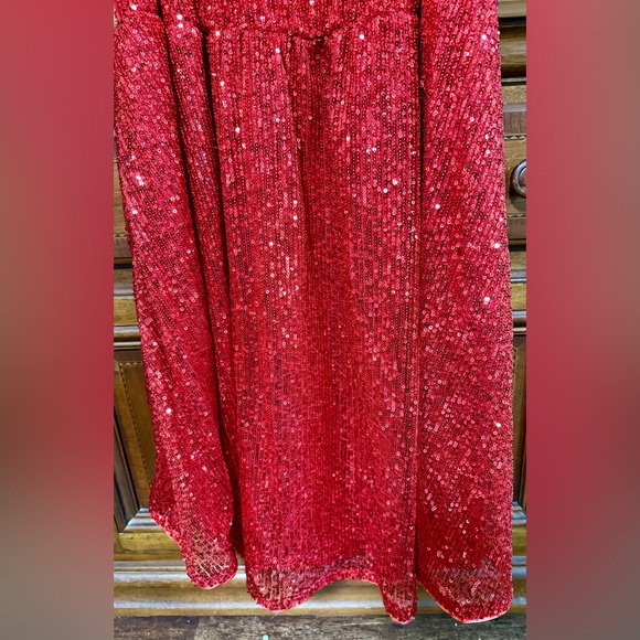Torrid Mini Red Sequin Fit & Flare Skater Dress Size 0 12 Holiday New Year’s - Picture 4 of 8